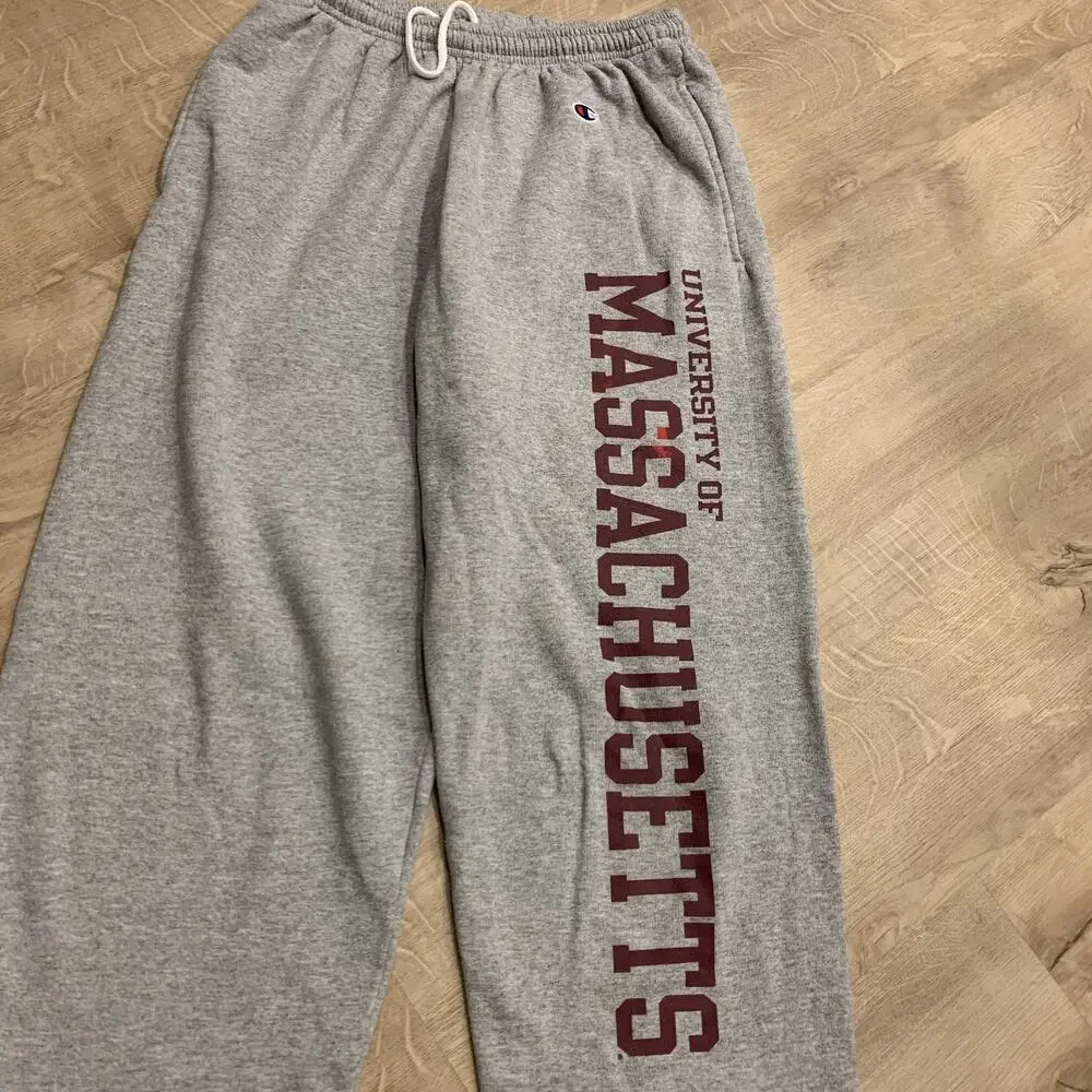 Champion UMass Amherst Minutemen Gray Sweatpants Joggers Men's Medium Collegiate